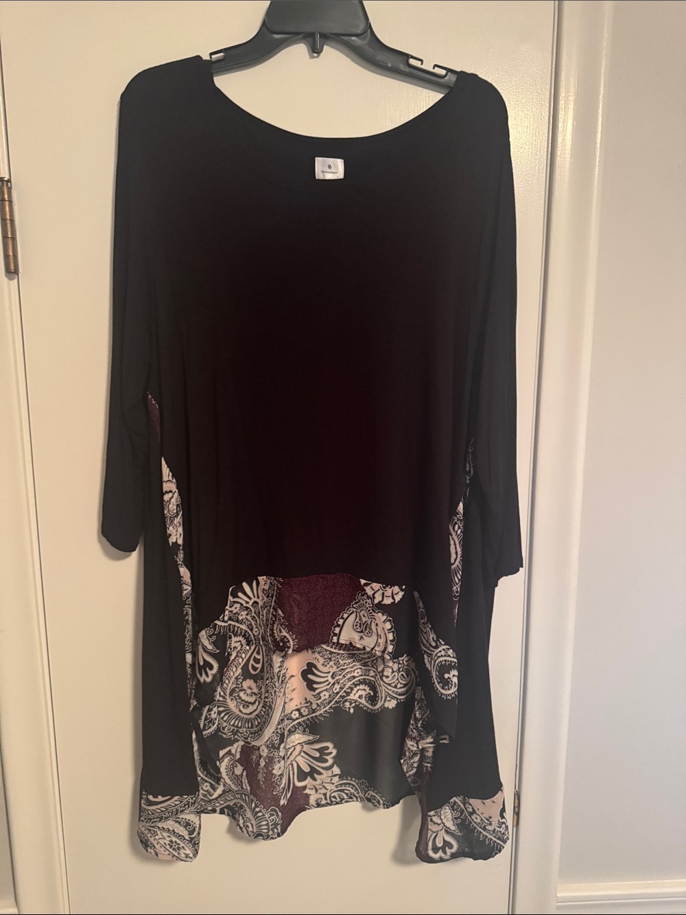 Dress Barn Black Tunic with Paisley Hem